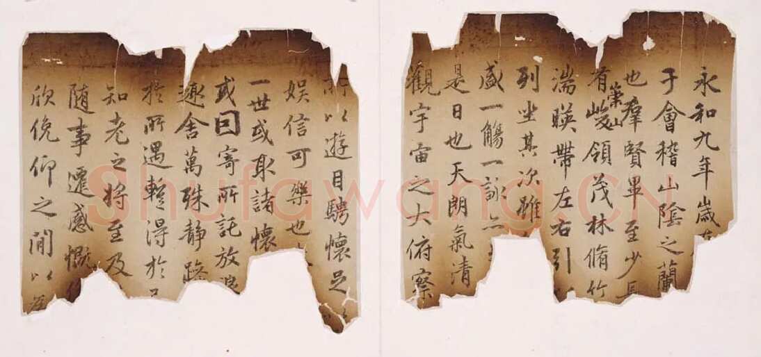 赵孟頫兰亭序摹本书法欣赏,摘自东晋定武兰亭序宋拓独孤本赵孟頫临本选页