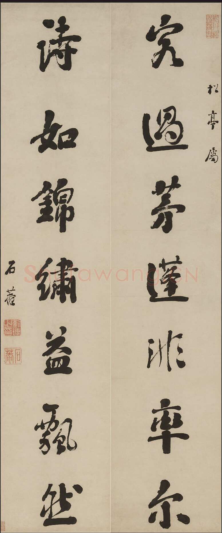 刘墉《行书客过诗如七言联》纸本行书 171.6×36cm×2 上海博物馆藏