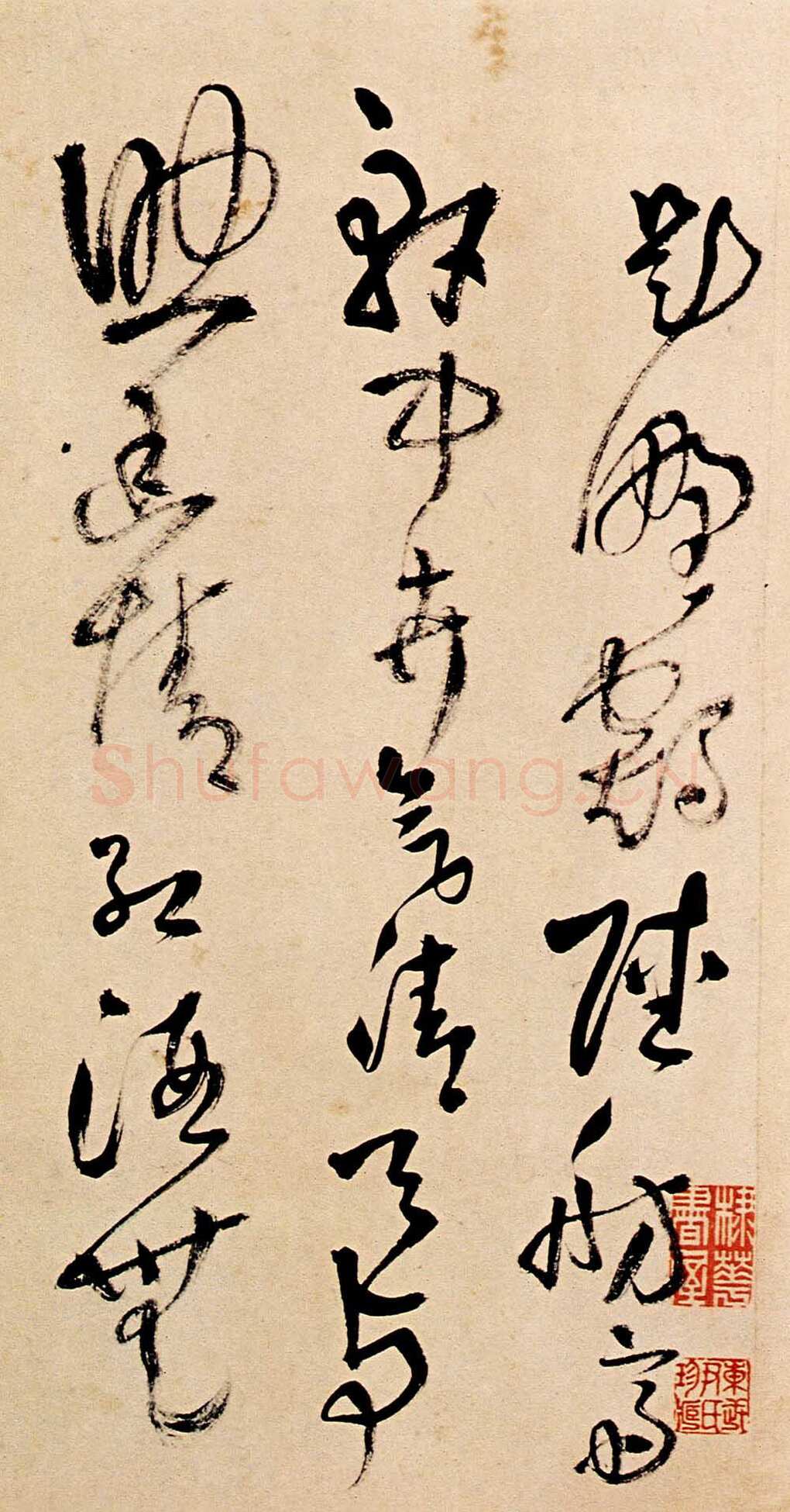 王铎《题野鹤陆舫斋》清顺治七年(庚寅1650年)537×30.5 cm 纸本湖北省博物馆藏