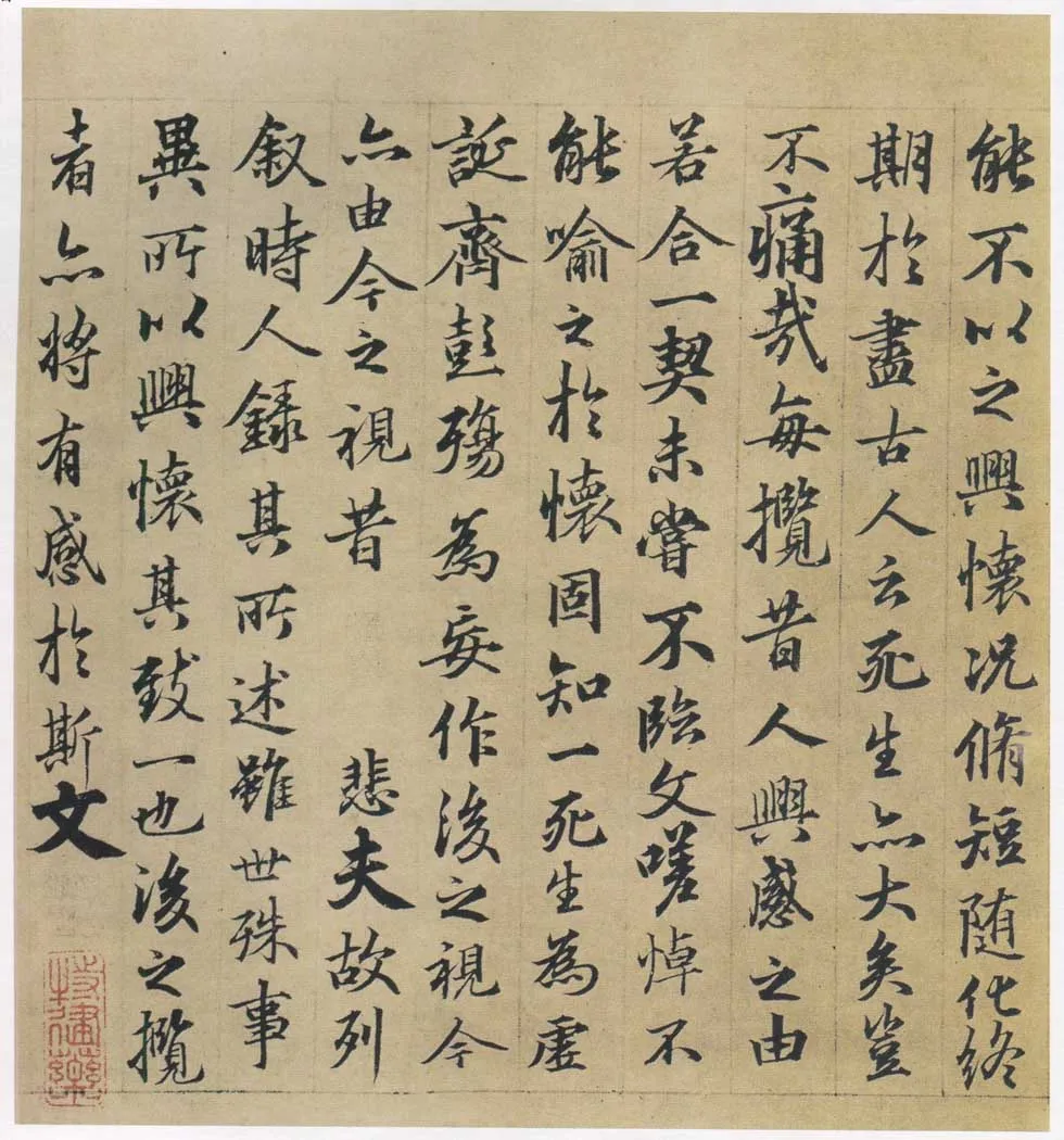 俞 和兰亭序摹本书法欣赏,摘自东晋定武兰亭序俞和临本