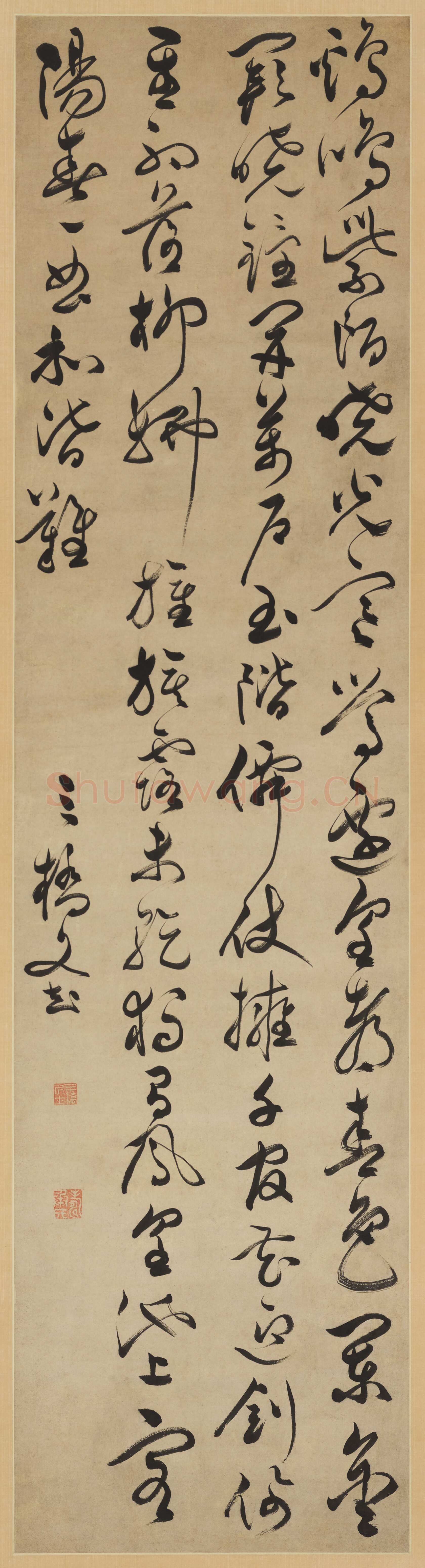 文彭《草书岑参七律诗轴》纸本草书 127.6×33cm 上海博物馆藏