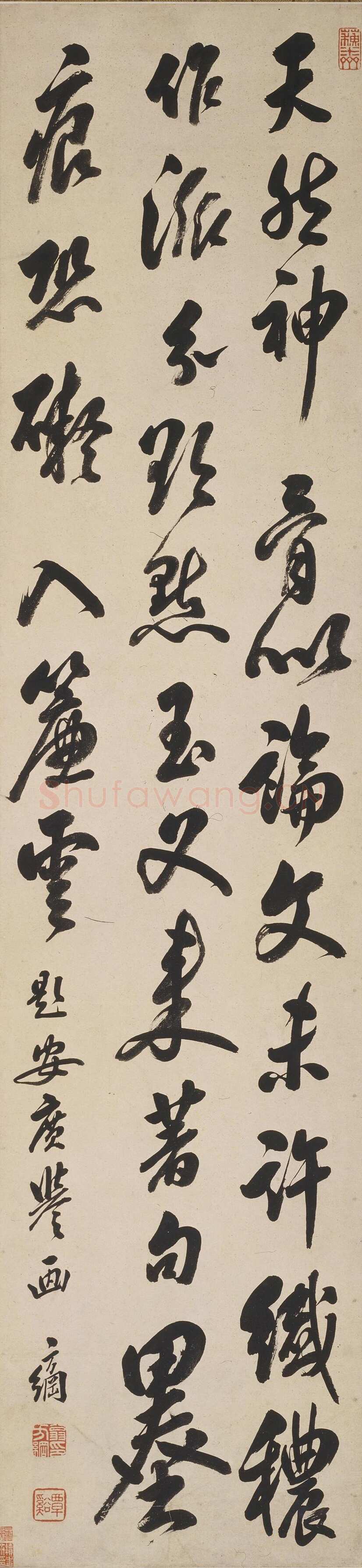 翁方纲《行书题画诗轴》洒金笺 130.2×30.6cm 上海博物馆藏