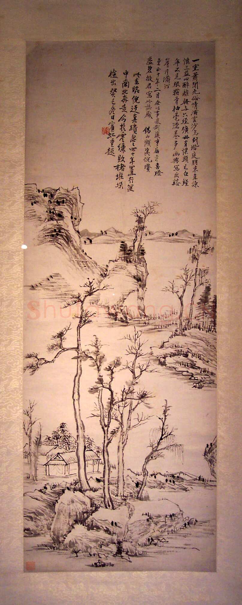 黄宾虹临倪瓒山水题款