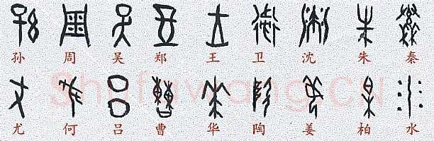 甲骨文百家姓甲骨文写法,摘自甲骨文百家姓