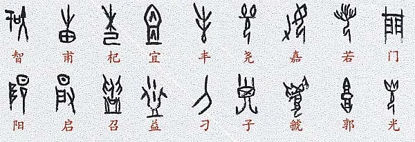甲骨文百家姓甲骨文写法,摘自甲骨文百家姓