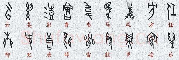 甲骨文百家姓甲骨文写法,摘自甲骨文百家姓