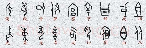 甲骨文百家姓甲骨文写法,摘自甲骨文百家姓