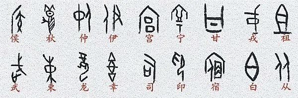 甲骨文百家姓甲骨文写法,摘自甲骨文百家姓