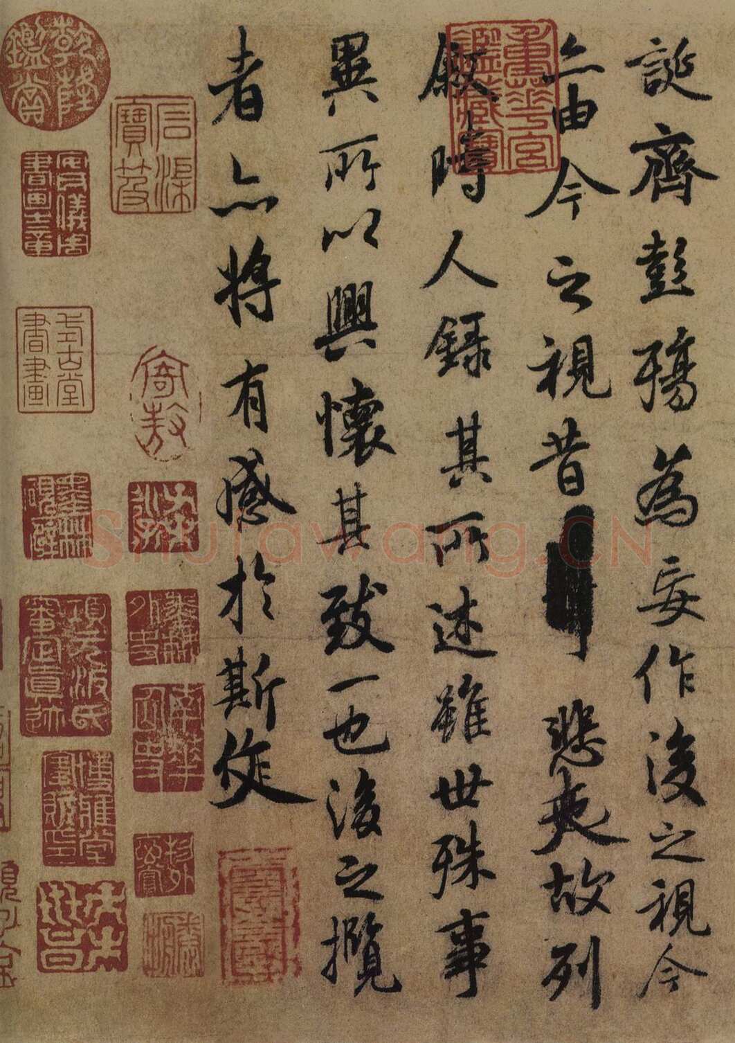 米芾《褚摹兰亭序》卷，纸本，行书，纵24cm，横88.5cm。北京故宫博物院藏