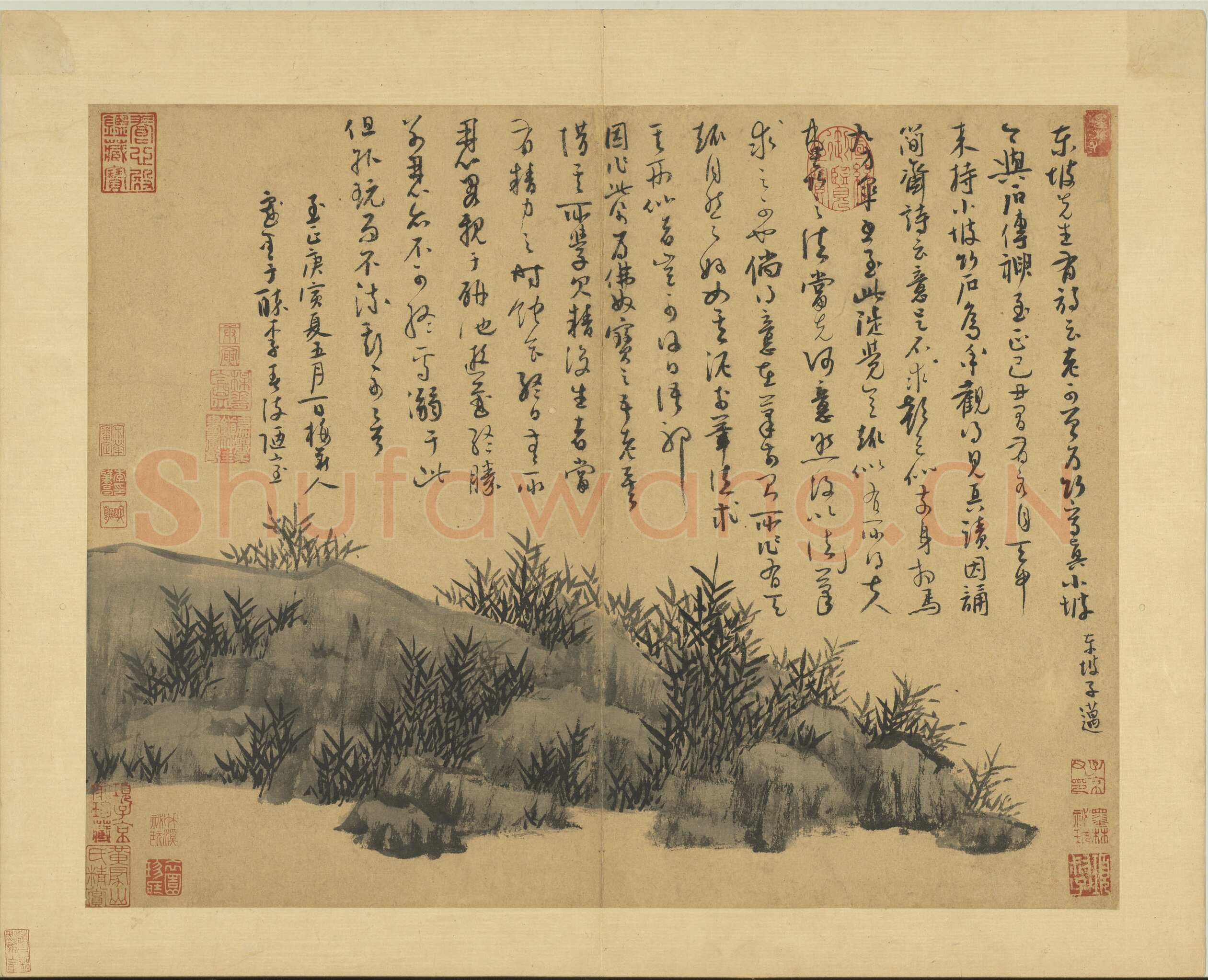 吴镇《墨竹谱》册 纸本 每页纵40.3厘米，横52厘米 二十二页 台北故宫博物院藏