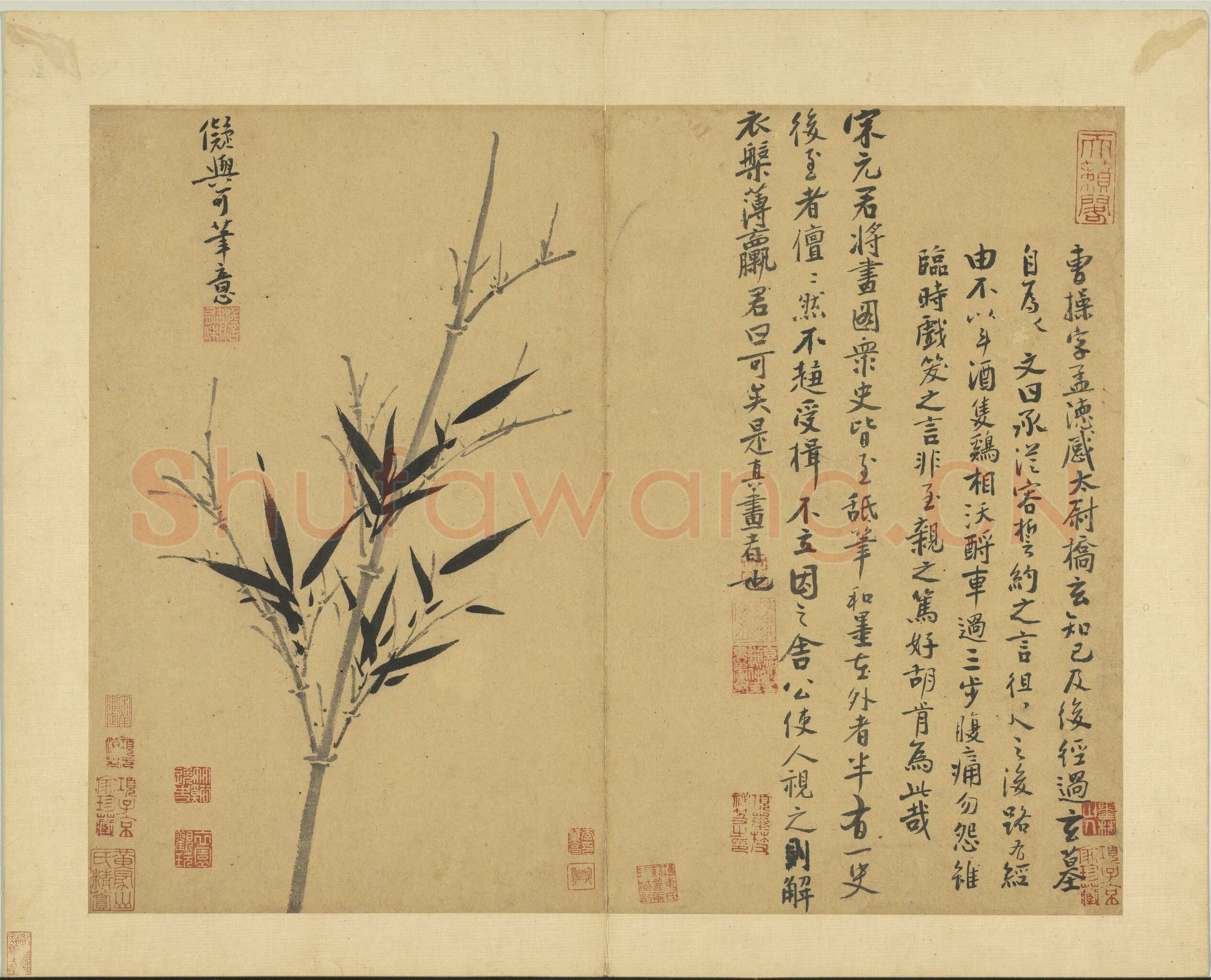 吴镇《墨竹谱》册 纸本 每页纵40.3厘米，横52厘米 二十二页 台北故宫博物院藏