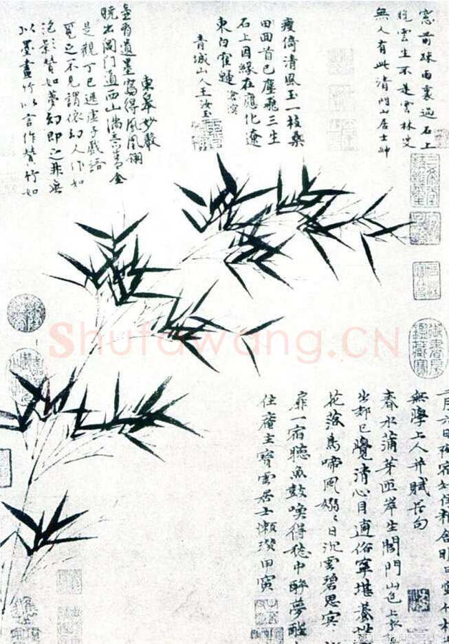 倪瓒题修竹图轴