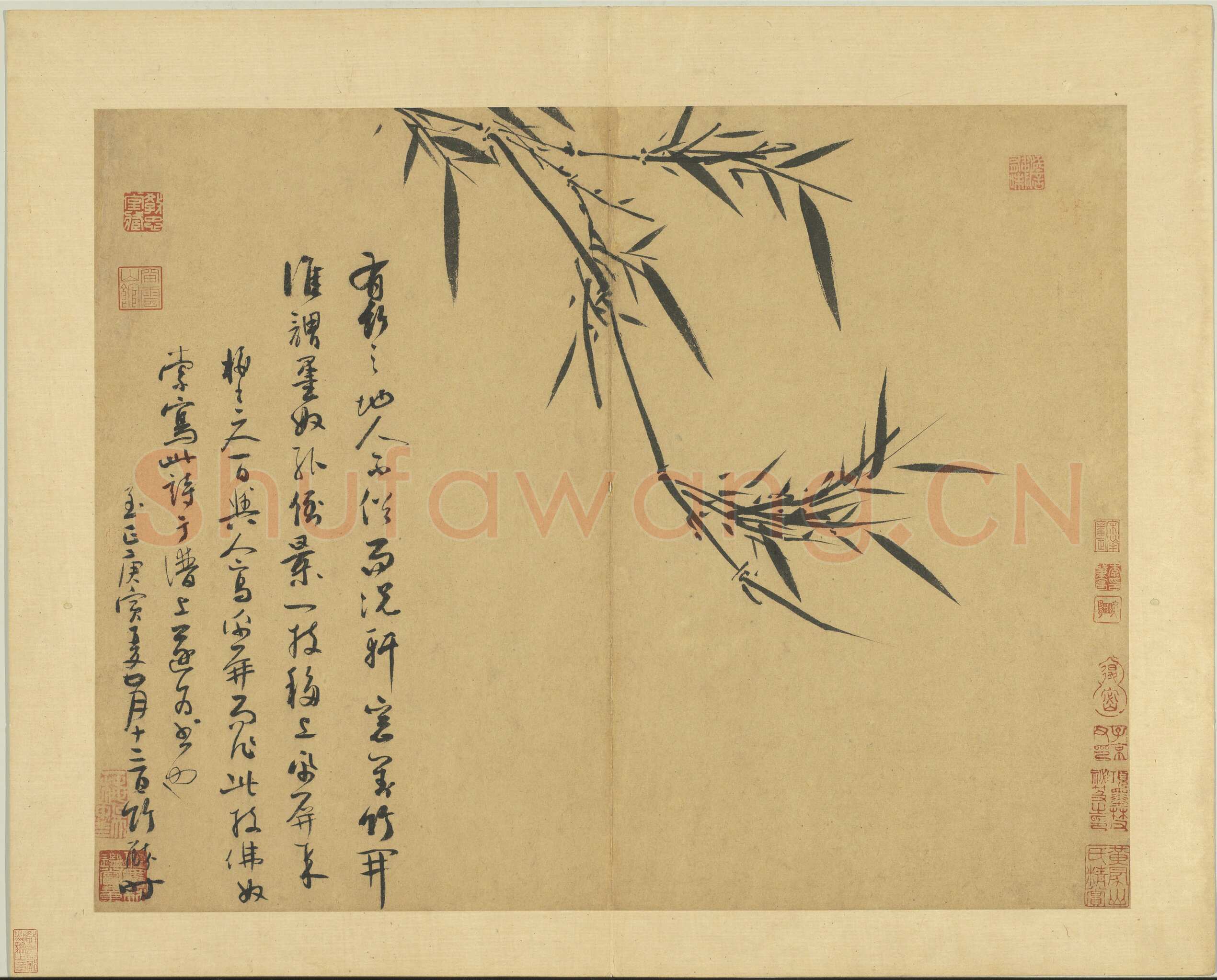 吴镇《墨竹谱》册 纸本 每页纵40.3厘米，横52厘米 二十二页 台北故宫博物院藏