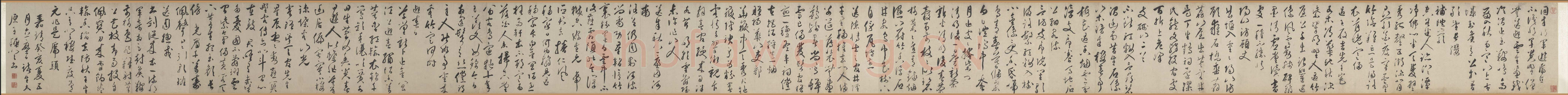 王穉登《行草书游虎丘诗卷》纸本 行草书 29.1×333.5cm，上海博物馆藏