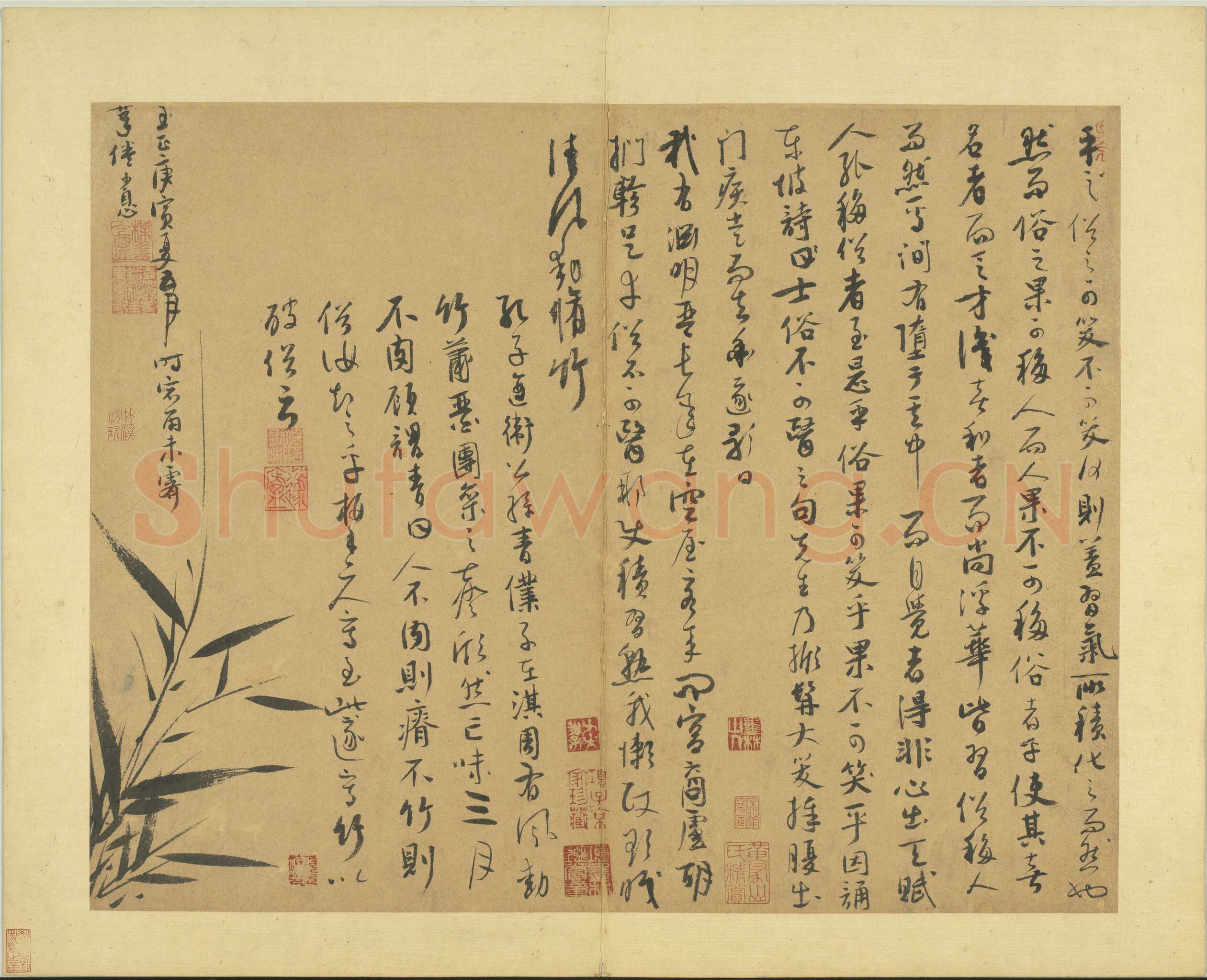 吴镇《墨竹谱》册 纸本 每页纵40.3厘米，横52厘米 二十二页 台北故宫博物院藏