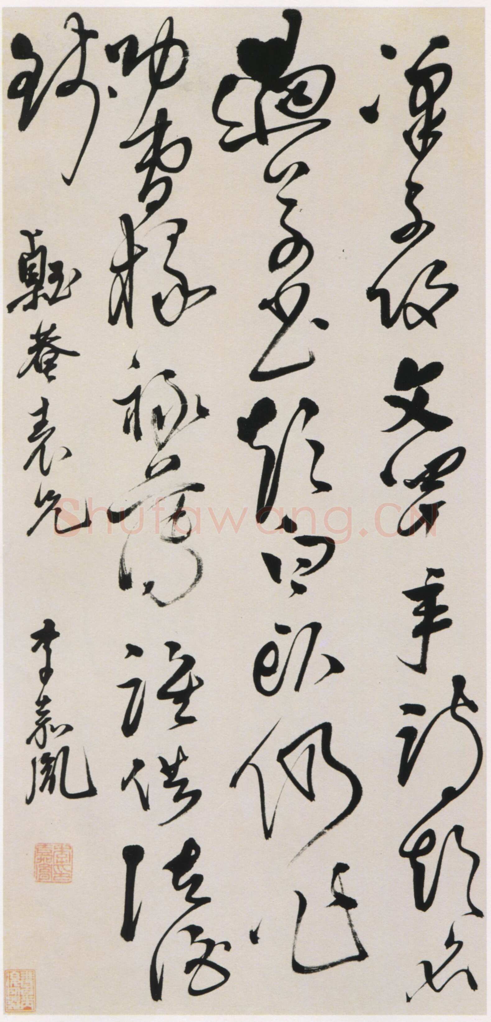 李嘉胤《草书贾至赠陕掾梁宏诗轴》