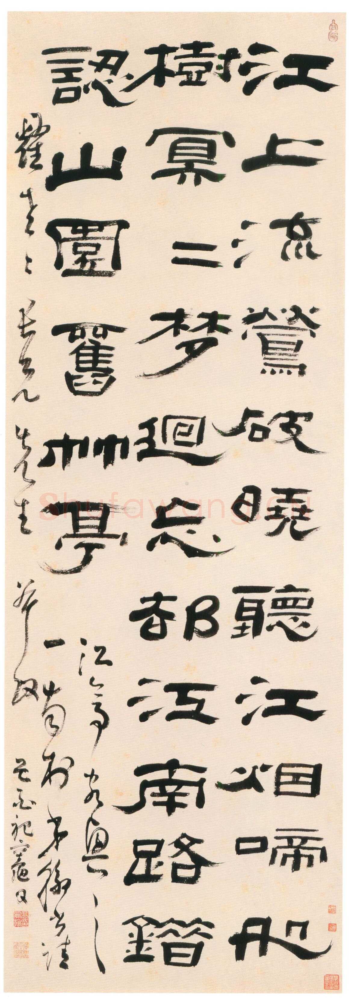 高凤翰《隶书江亭客兴诗轴》纸本隶书 139.9cm×48cm 1729年作 上海博物馆藏