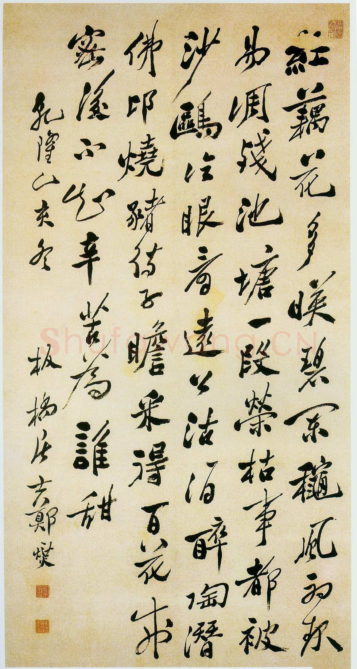 郑燮(郑板桥)《行书诗轴》纸本 162×84cm 1755年 济南市博物馆藏