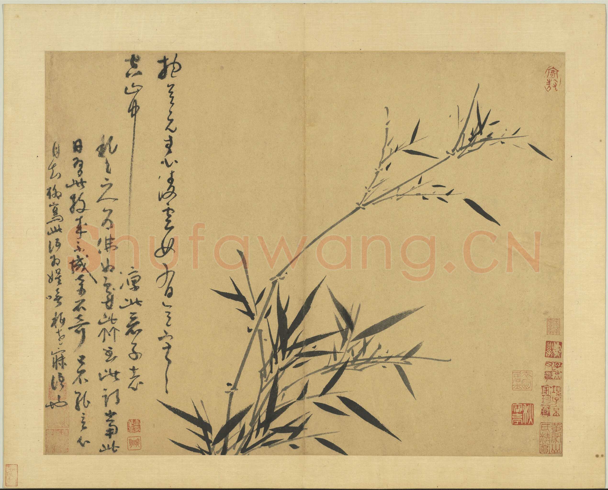 吴镇《墨竹谱》册 纸本 每页纵40.3厘米，横52厘米 二十二页 台北故宫博物院藏