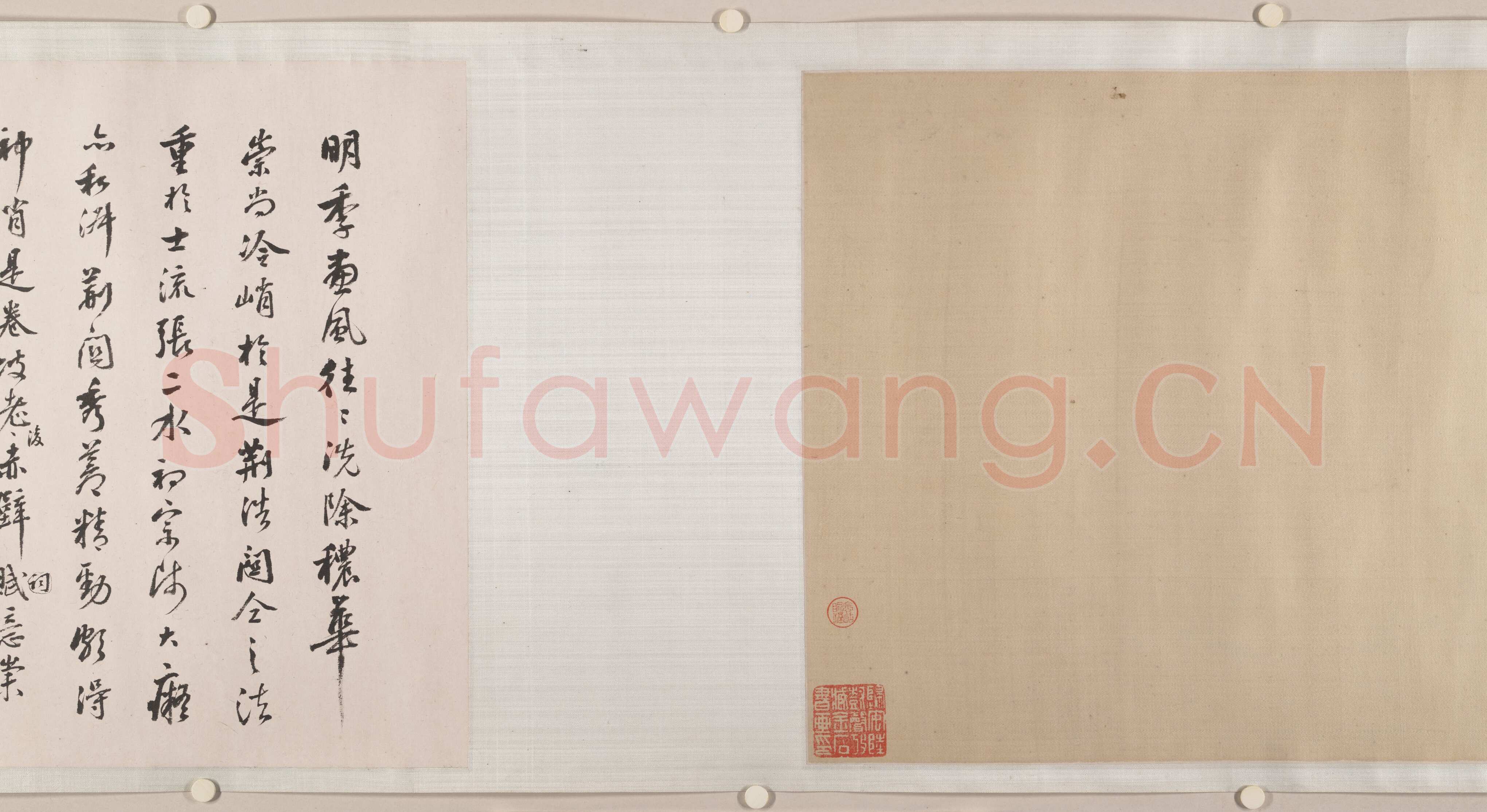 张瑞图《赤壁怀古大江东去》书画合卷 绫本 27.9×320厘米 崇祯二年(1629)纽约大都会艺术博物馆藏