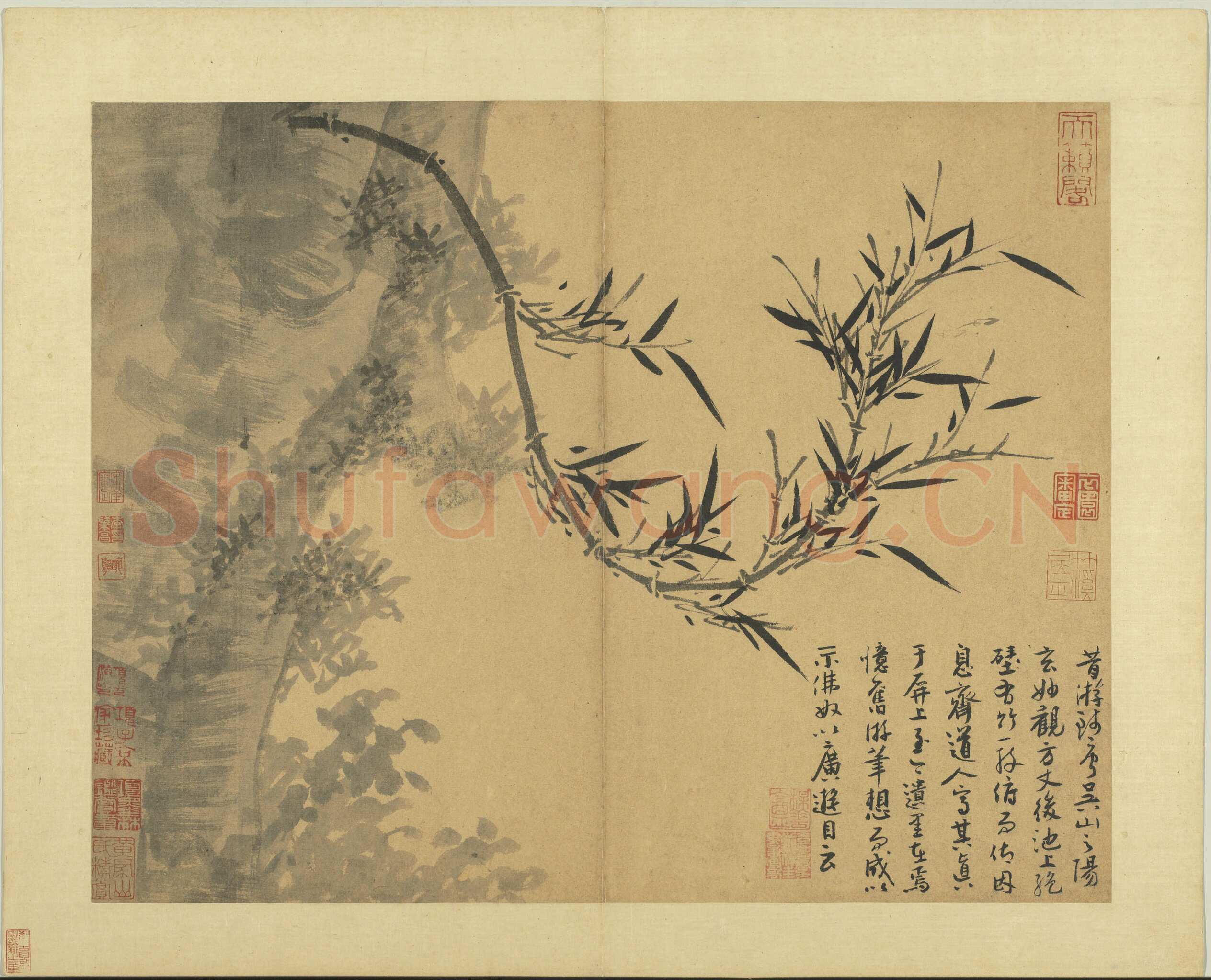 吴镇《墨竹谱》册 纸本 每页纵40.3厘米，横52厘米 二十二页 台北故宫博物院藏