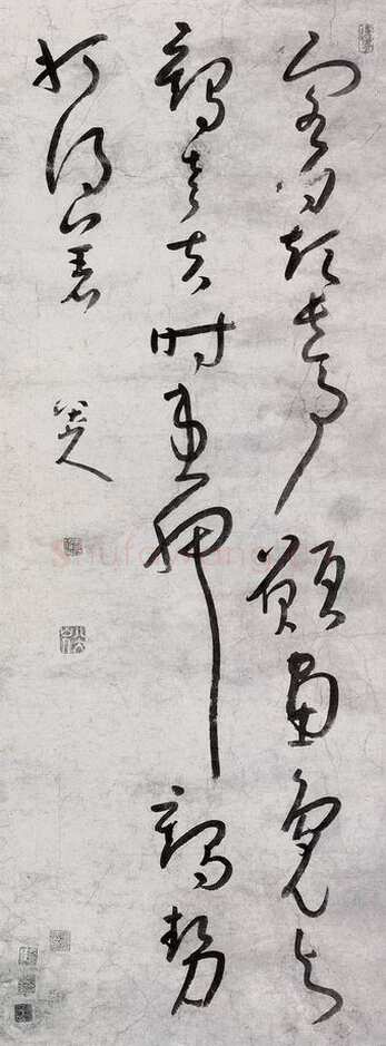 朱耷(八大山人)《草书五言诗轴》纸本草书 120×44.5cm 江西八大山人纪念馆藏
