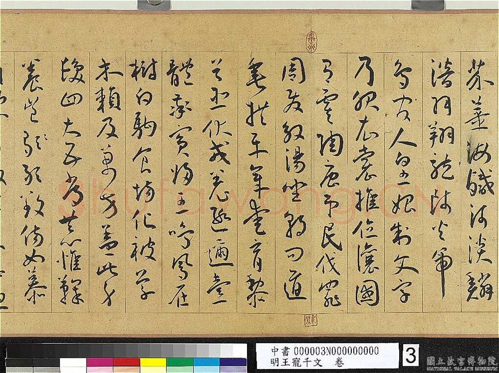 王宠《千字文卷》纸本 行书 27.8×460.6cm 嘉靖六年(1527)台北故宫博