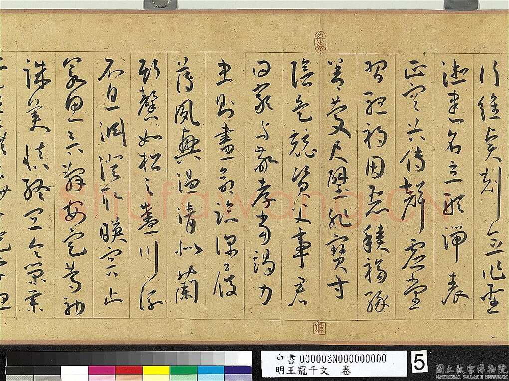 王宠《千字文卷》纸本 行书 27.8×460.6cm 嘉靖六年(1527)台北故宫博