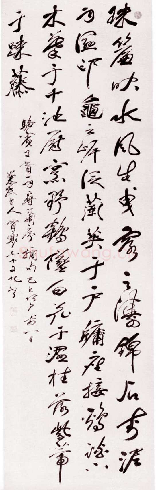 冒襄《骆宾王文摘句轴》纸本行书 191.7×56.7cm 四川省博物馆藏
