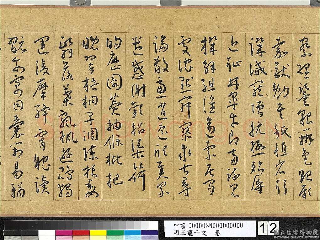 王宠《千字文卷》纸本 行书 27.8×460.6cm 嘉靖六年(1527)台北故宫博
