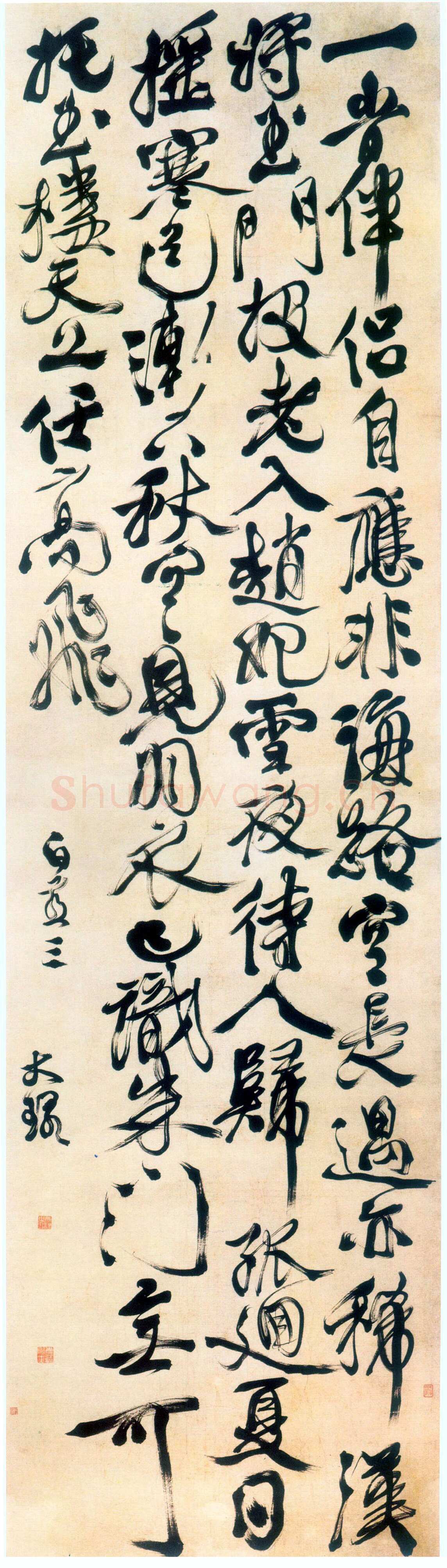 徐渭《行书白燕诗轴》纸本，264.1×73.5cm 浙江天一阁博物馆藏