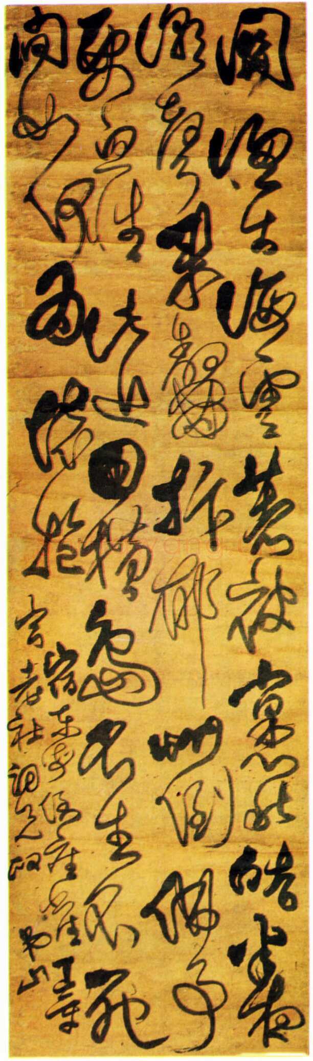 傅山《东海倒座崖诗》轴 绫本 180×62cm 山西晋祠博物馆藏