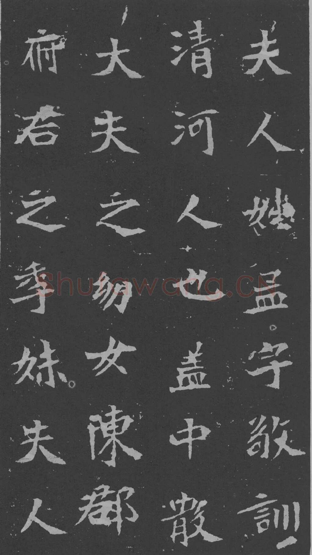 司马昞妻墓志铭前秦北朝碑刻碑拓,摘自前秦北朝司马昞妻墓志(孟敬训墓志)