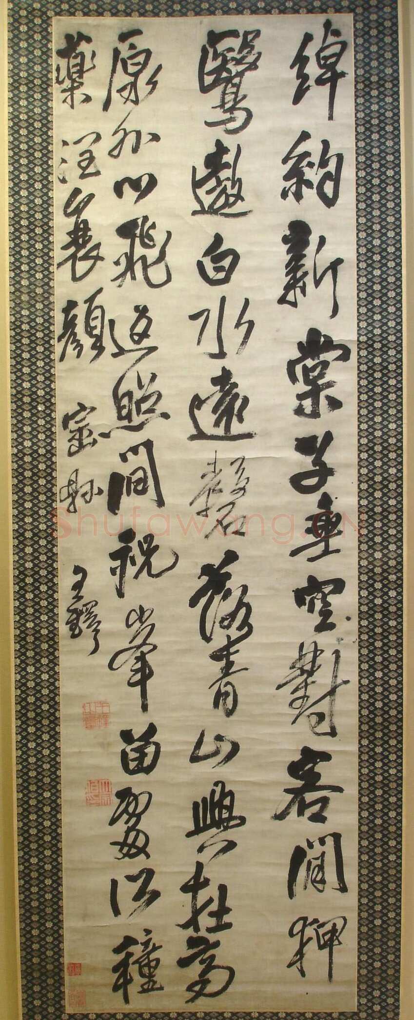 王铎《临王献之草书轴》绢本，纵169厘米，横49厘米 昆仑堂藏