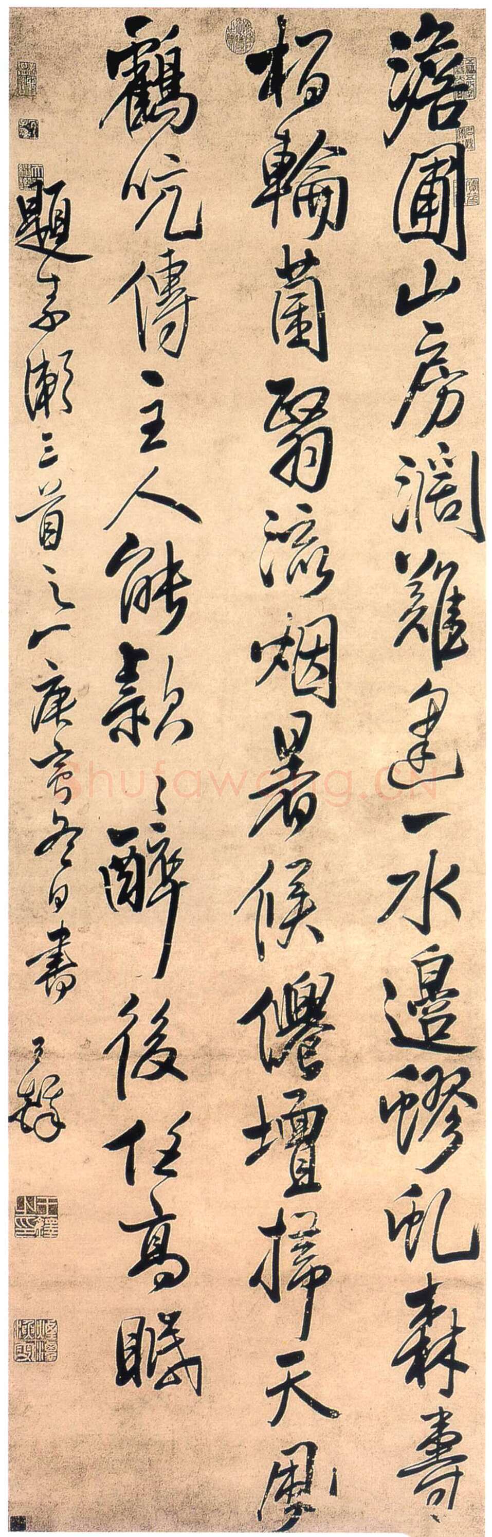 王铎《行书立轴》清顺治七年(庚寅1650)年 纸本 纵179cm 横56·5cm 首都博物馆藏