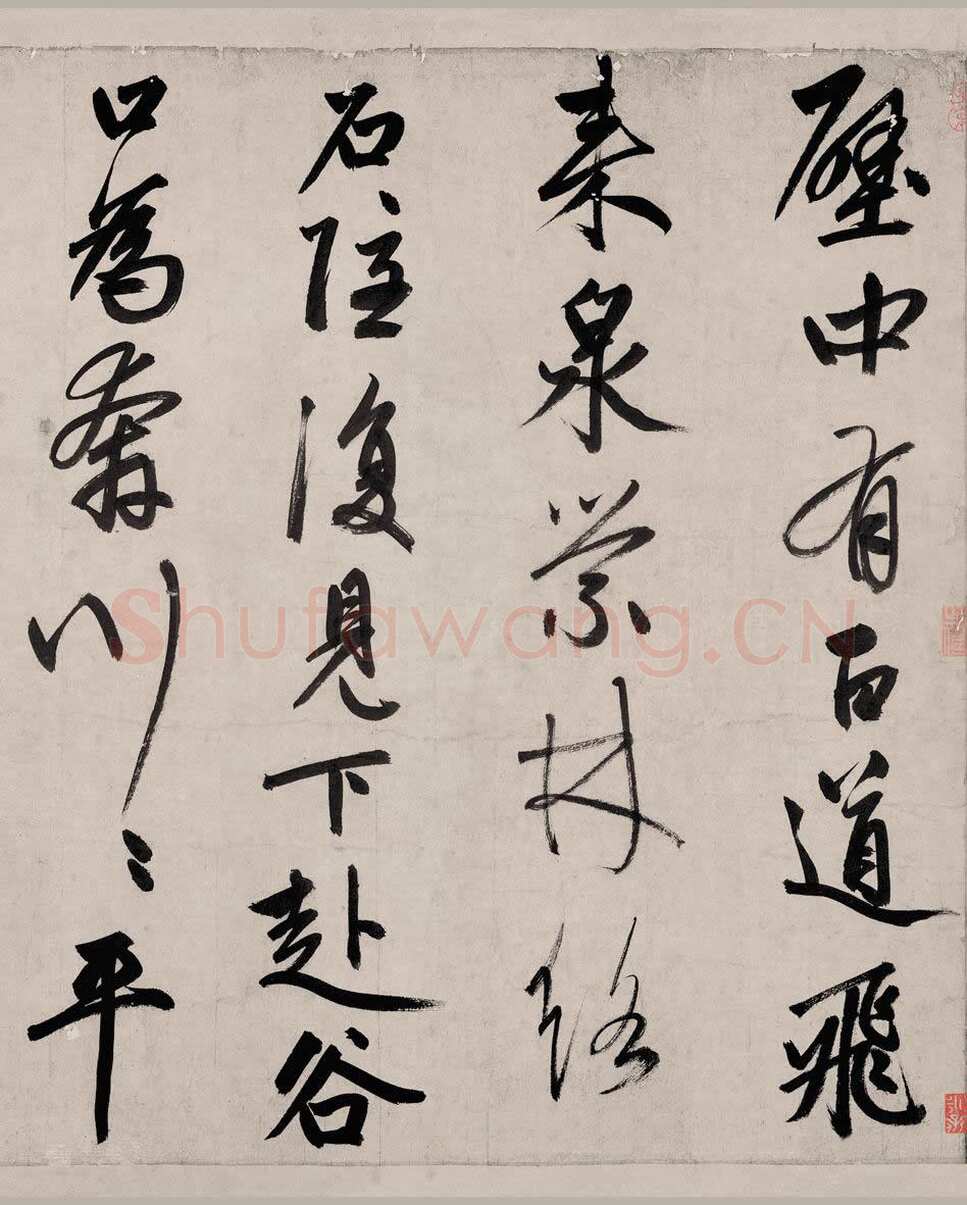 赵孟頫《烟江叠嶂图诗卷》49.8×413.9cm。 纸本，行书，辽宁省博物馆藏