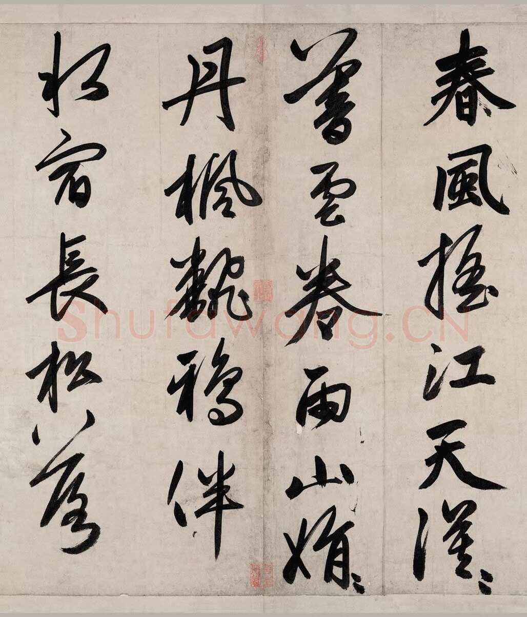 赵孟頫《烟江叠嶂图诗卷》49.8×413.9cm。 纸本，行书，辽宁省博物馆藏