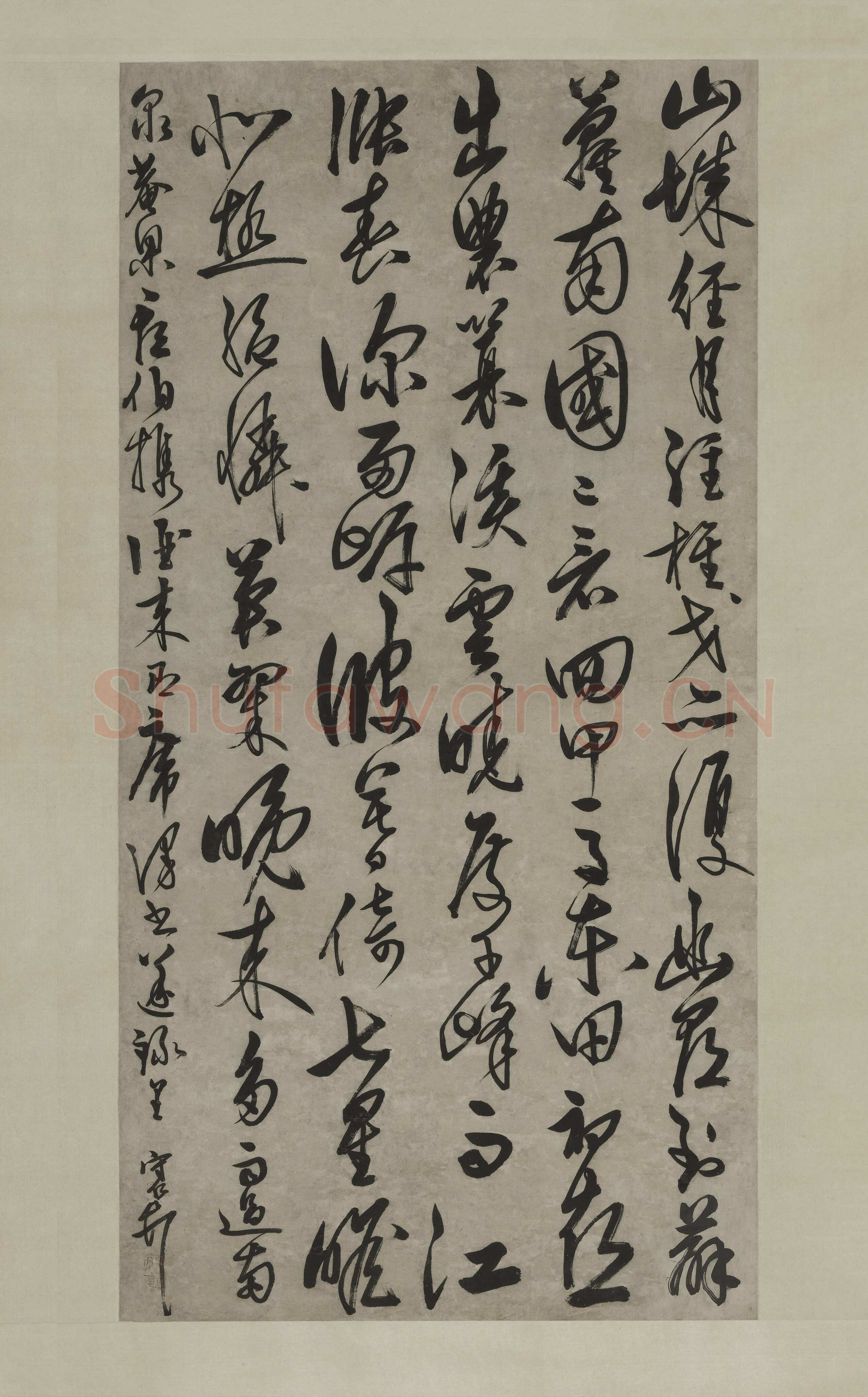 王守仁《回军上杭诗》轴 纸本 行草书 138.5×69cm 正德十二年(1517)上海博物馆藏。