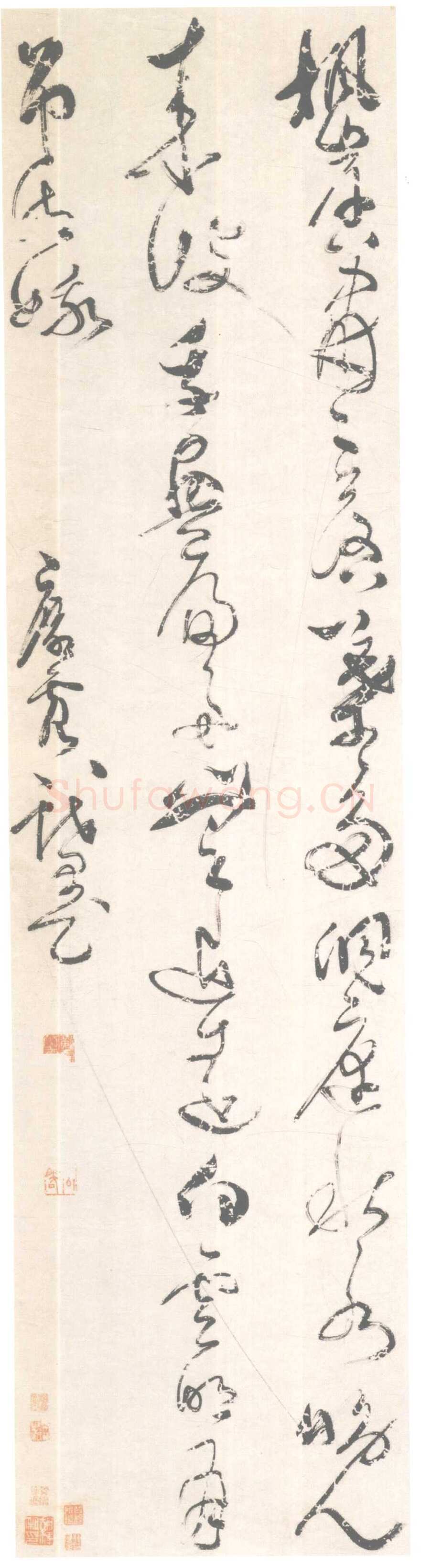 邝露《草书贾至七绝诗轴》纸本草书 172×45cm 北京故宫博物院藏