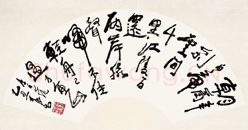 李可染《李白诗扇面》