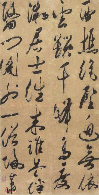 湛若水《行草七言诗轴》纸本行草书 144×72cm 香港中文大学文物馆藏