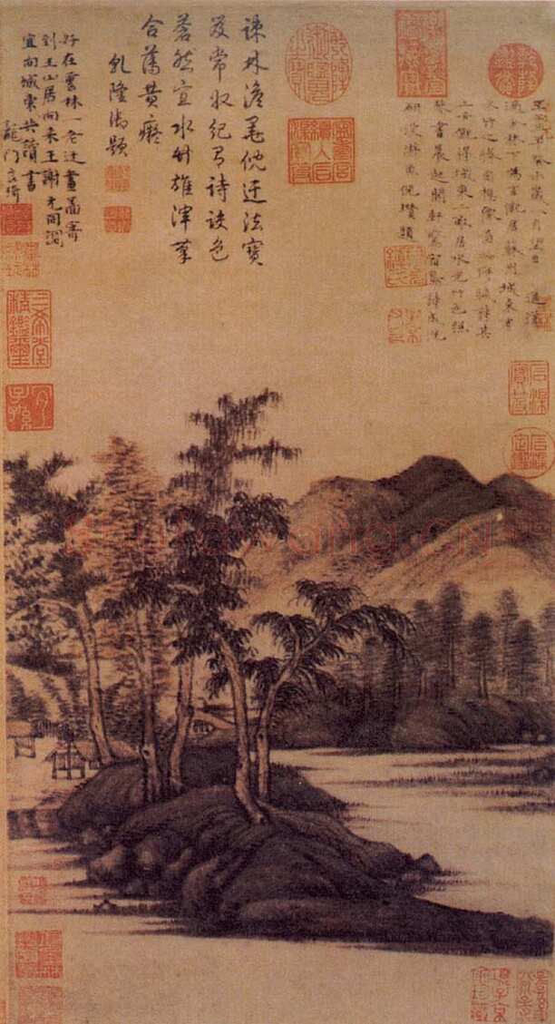 倪瓒《水竹居图轴》
