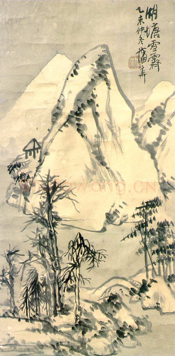 蒲华《湖塘雪霁》