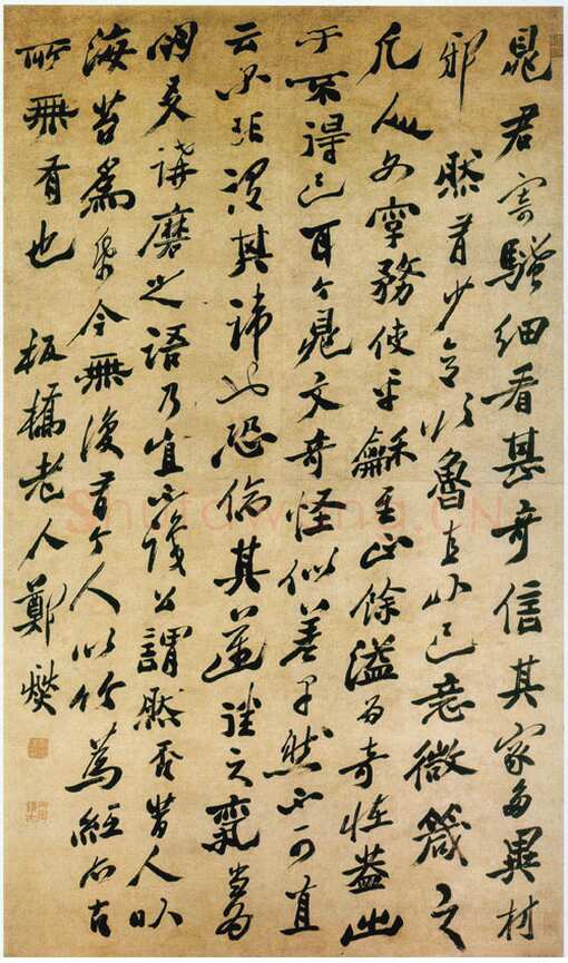 郑燮(郑板桥)《行书诗轴》纸本行书 185×107cm 广州美术馆藏