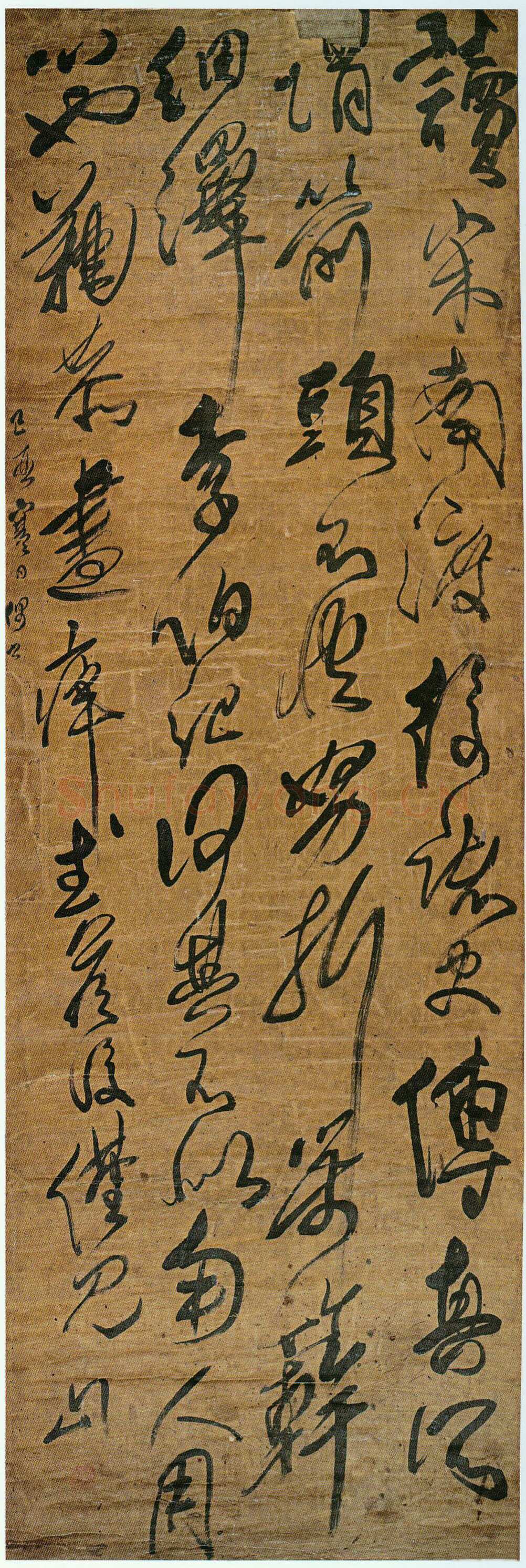 傅山 《行草书读宋南渡后诸史传》轴 绫本 149cm×50cm 康熙八年(1669己酉)山西省博物院藏