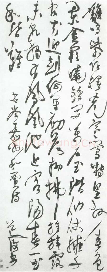 陈淳《草书岑参七律立轴》纸本 纵181.8厘米 横71.5厘米 上海博物馆藏