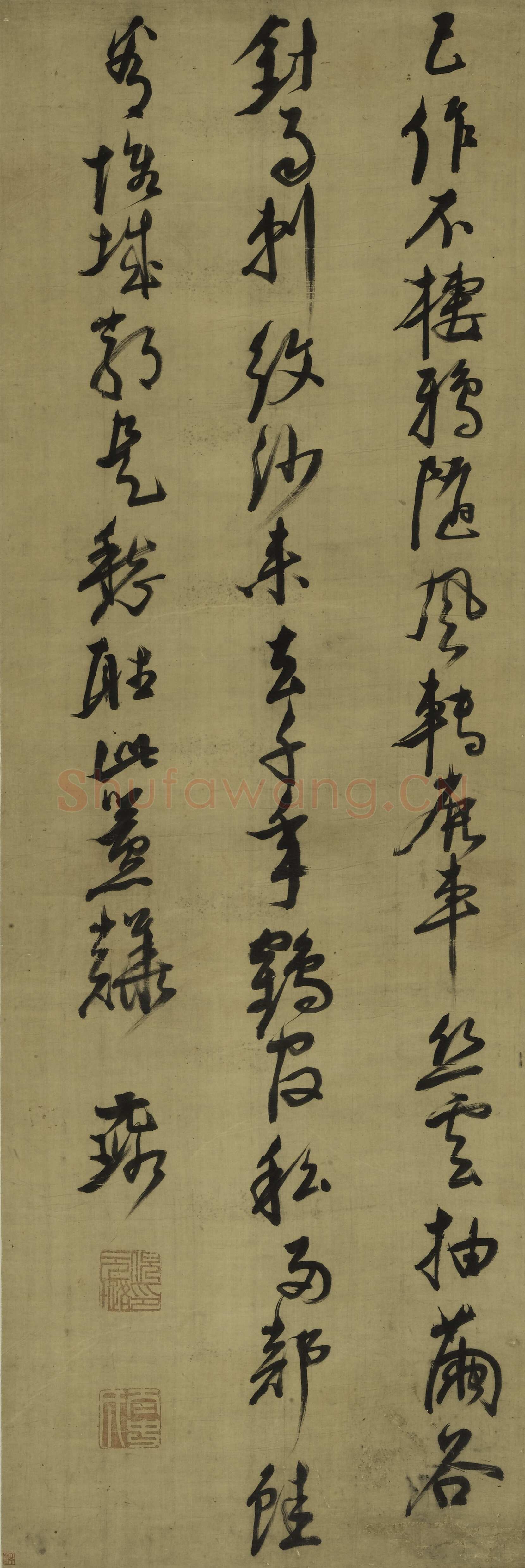 倪元璐《行书“已作不栖鸦”五言律诗》纸本行书 130.2×60.4cm 上海博物馆藏