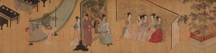 唐寅《临韩熙载夜宴图》绢本设色 30.8×547.8cm 重庆中国三峡博物馆藏