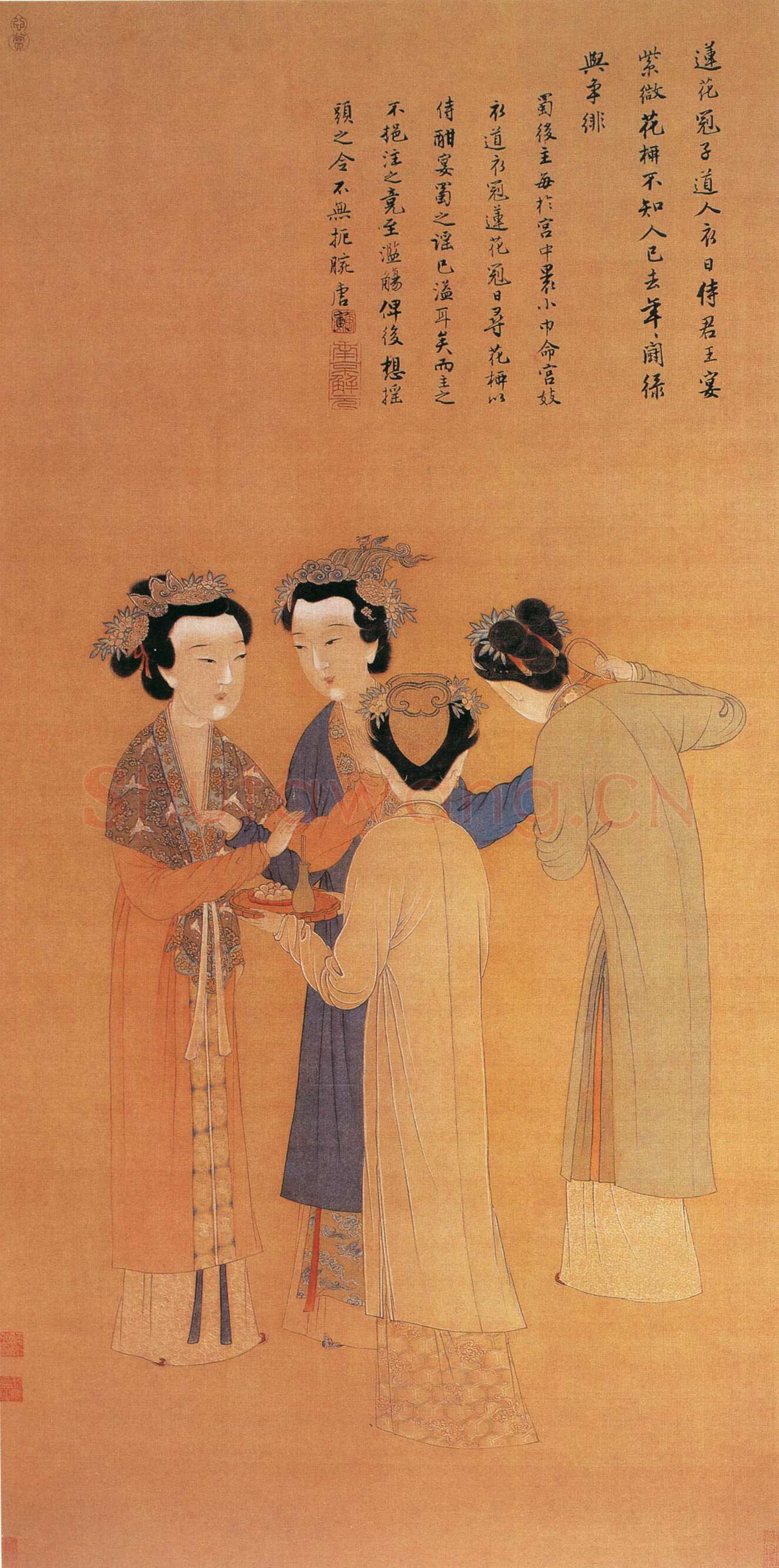 唐寅《王蜀宫妓图》绢本设色，124.7×53.6cm 北京故宫博物院藏
