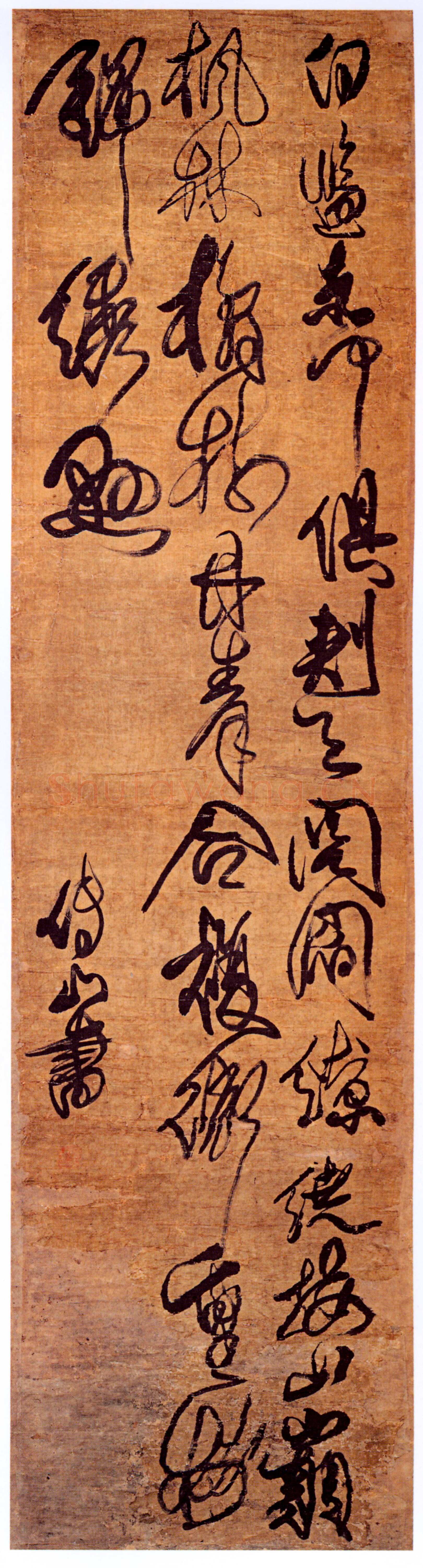 傅山《草书杜甫夔州歌十绝句之四诗》轴 绢本 180.5cm×47.5cm 山西省博物院藏